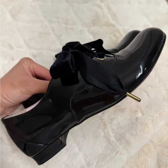 RED Valentino Women's Patent Leather Velvet Lace  Loafers, Made in Italy, 36.5