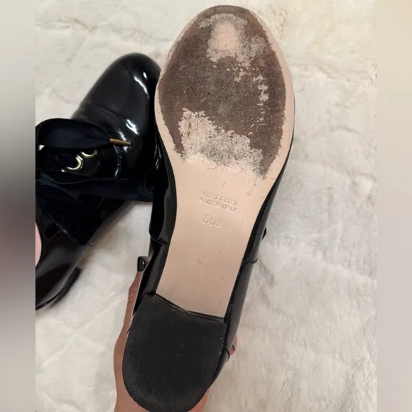 RED Valentino Women's Patent Leather Velvet Lace  Loafers, Made in Italy, 36.5