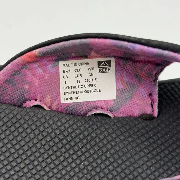 REEF Women's Fanning Flip Flop Sandals with Bottle Opener Sz 6 BLACK