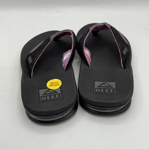 REEF Women's Fanning Flip Flop Sandals with Bottle Opener Sz 6 BLACK