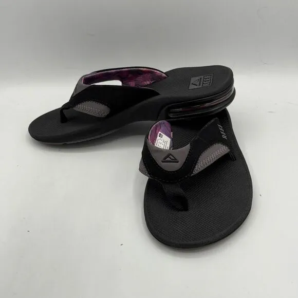REEF Women's Fanning Flip Flop Sandals with Bottle Opener Sz 6 BLACK