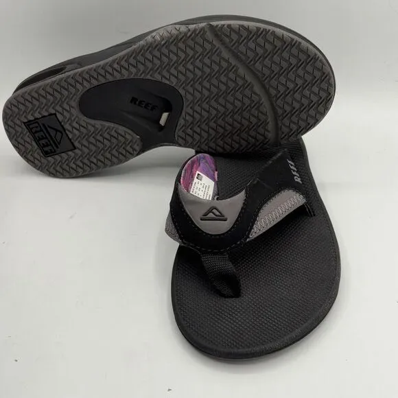 REEF Women's Fanning Flip Flop Sandals with Bottle Opener Sz 6 BLACK