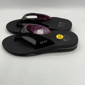 REEF Women's Fanning Flip Flop Sandals with Bottle Opener Sz 6 BLACK