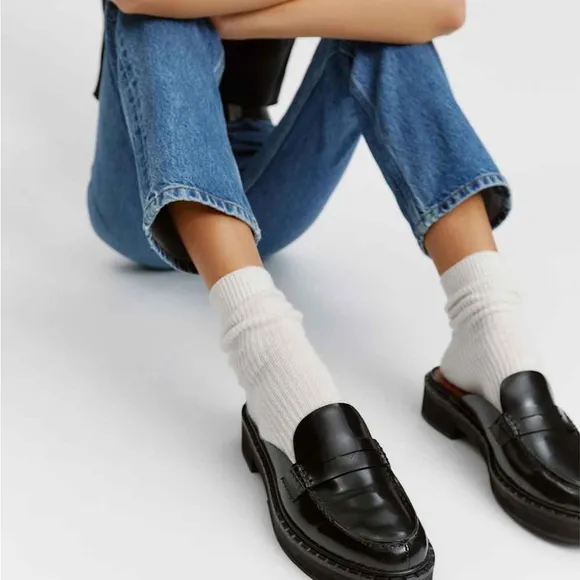 Reformation Angie Loafer Mule Black Leather