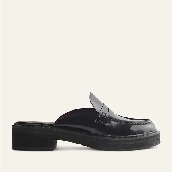 Reformation Angie Loafer Mule Black Leather