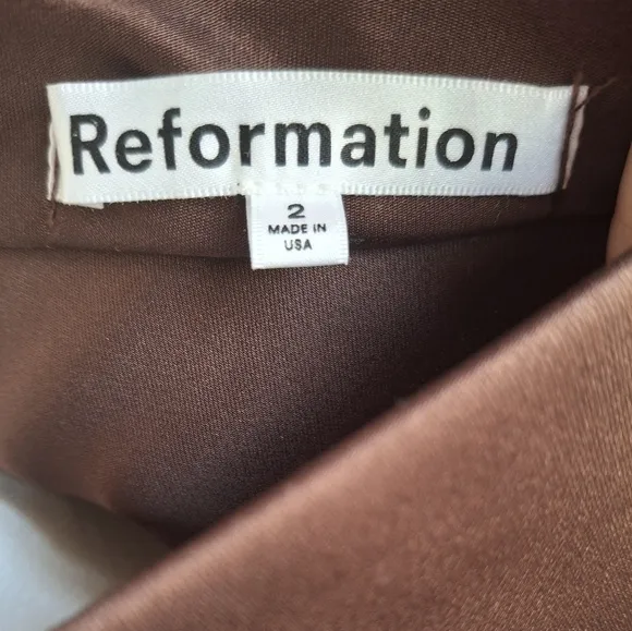Reformation Silk Midi Brown Skirt Sz 2