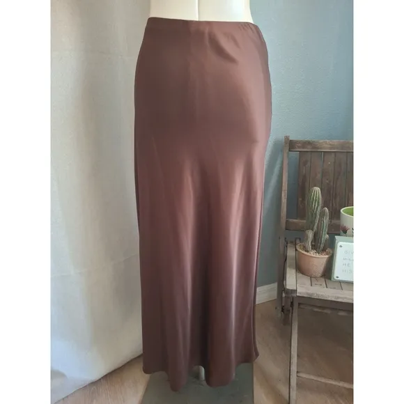 Reformation Silk Midi Brown Skirt Sz 2