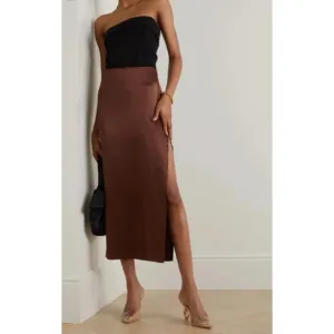 Reformation Silk Midi Brown Skirt Sz 2