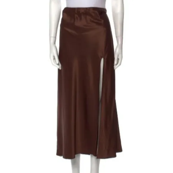 Reformation Silk Midi Brown Skirt Sz 2