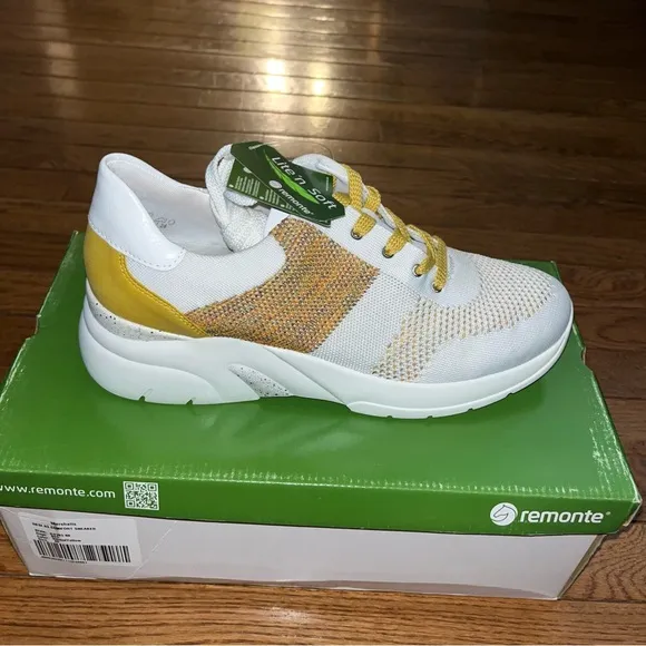 Remonte by Rieker Desi 03 Comfort Sneakers D4103 White &amp; Yellow Women’s EU 40