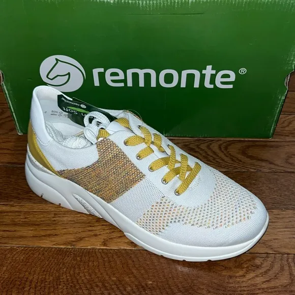 Remonte by Rieker Desi 03 Comfort Sneakers D4103 White &amp; Yellow Women’s EU 40