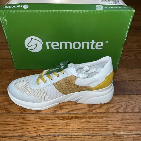 Remonte by Rieker Desi 03 Comfort Sneakers D4103 White &amp; Yellow Women’s EU 40