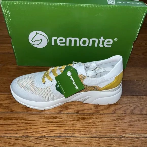 Remonte by Rieker Desi 03 Comfort Sneakers D4103 White &amp; Yellow Women’s EU 40