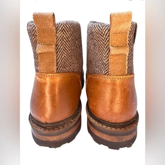 RESERVED FOOTWEAR MEN’S LEATHER &amp; TWEED BOOTS – TAN – SIZE 11