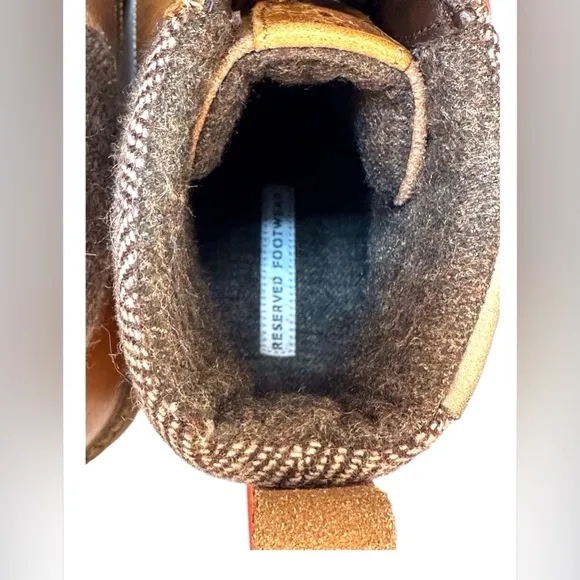 RESERVED FOOTWEAR MEN’S LEATHER &amp; TWEED BOOTS – TAN – SIZE 11