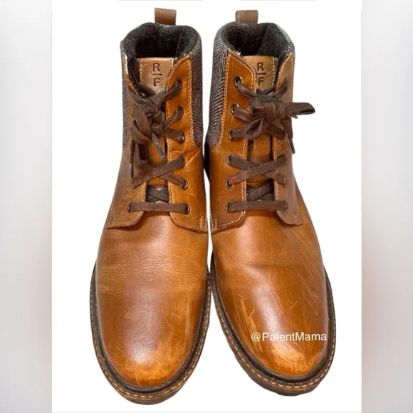 RESERVED FOOTWEAR MEN’S LEATHER &amp; TWEED BOOTS – TAN – SIZE 11