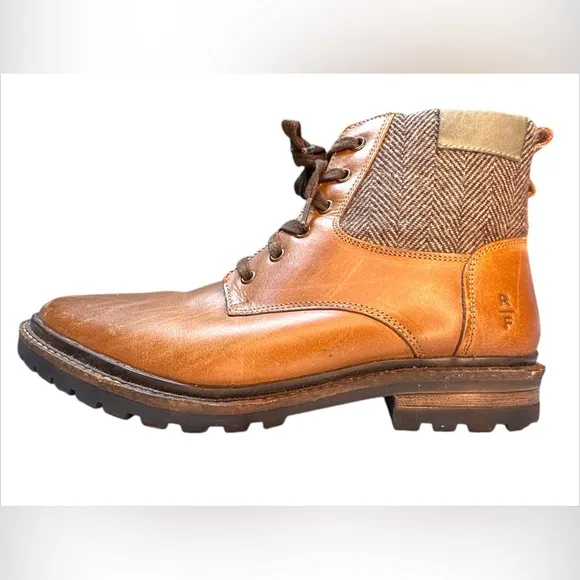 RESERVED FOOTWEAR MEN’S LEATHER &amp; TWEED BOOTS – TAN – SIZE 11