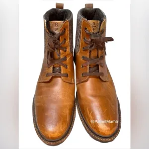 RESERVED FOOTWEAR MEN’S LEATHER &amp; TWEED BOOTS – TAN – SIZE 11