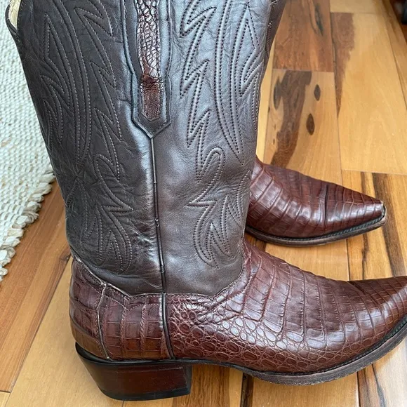 Resistol Ranch Black Gold Caiman Belly Leather Cowboy Boots