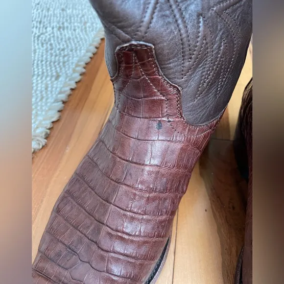 Resistol Ranch Black Gold Caiman Belly Leather Cowboy Boots