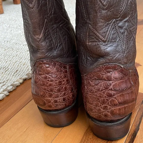 Resistol Ranch Black Gold Caiman Belly Leather Cowboy Boots