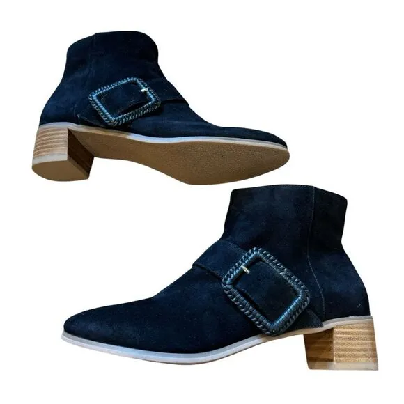 Revolve Jack Rogers Izzie Suede Leather Buckle Chelsea  Ankle Boots NWOT