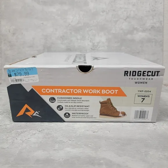Ridgecut Women's Work Boots Size 7 Soft Moc Toe Contractor Leather YWF-2204