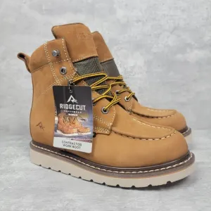Ridgecut Women's Work Boots Size 7 Soft Moc Toe Contractor Leather YWF-2204