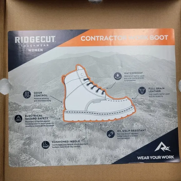 Ridgecut Women's Work Boots Size 7 Soft Moc Toe Contractor Leather YWF-2204