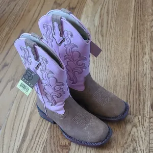 Roper Pink and Brown Cowboy Boots with Decorative Stitching