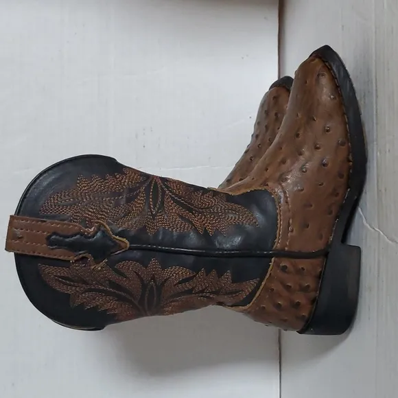 Roper Square Toe Faux Ostrich Leather Boots Cowboy Western Little Boys SIZE 9