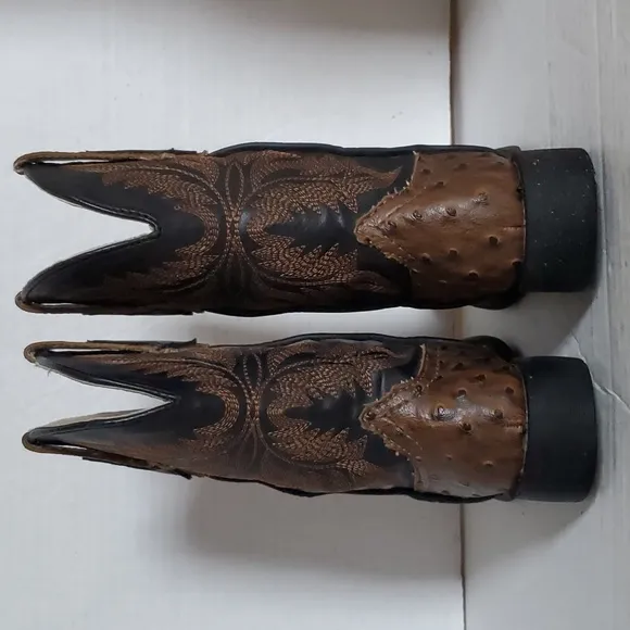 Roper Square Toe Faux Ostrich Leather Boots Cowboy Western Little Boys SIZE 9