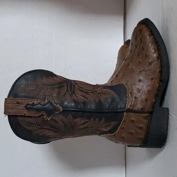 Roper Square Toe Faux Ostrich Leather Boots Cowboy Western Little Boys SIZE 9