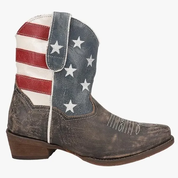 ROPER WOMEN'S AMERICAN BEAUTY FLAG ANKLE BOOTS Size 8.5