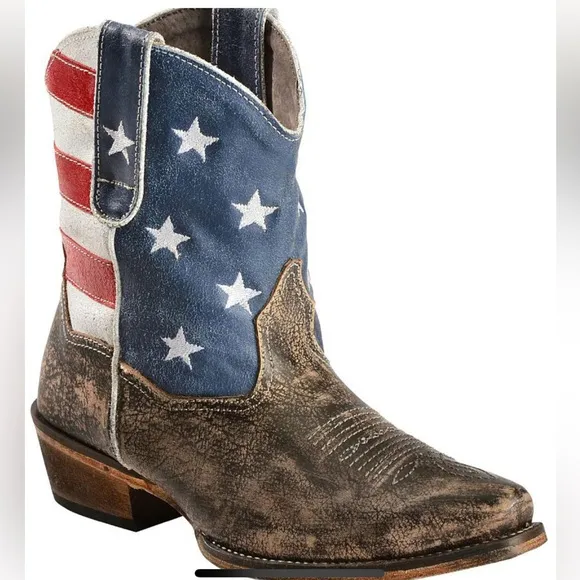 ROPER WOMEN'S AMERICAN BEAUTY FLAG ANKLE BOOTS Size 8.5