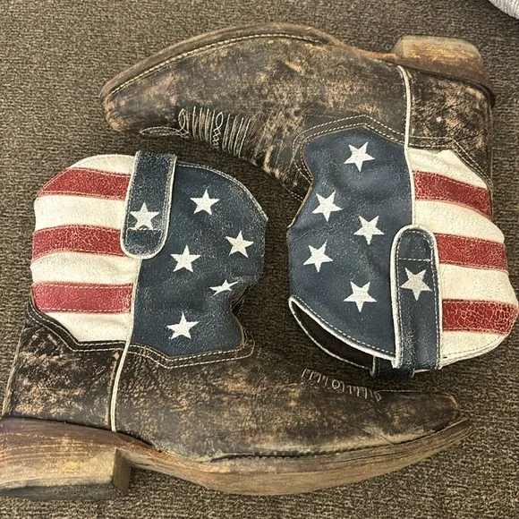 ROPER WOMEN'S AMERICAN BEAUTY FLAG ANKLE BOOTS Size 8.5