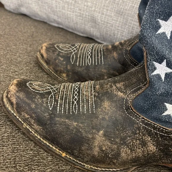 ROPER WOMEN'S AMERICAN BEAUTY FLAG ANKLE BOOTS Size 8.5