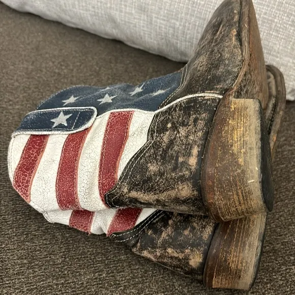 ROPER WOMEN'S AMERICAN BEAUTY FLAG ANKLE BOOTS Size 8.5