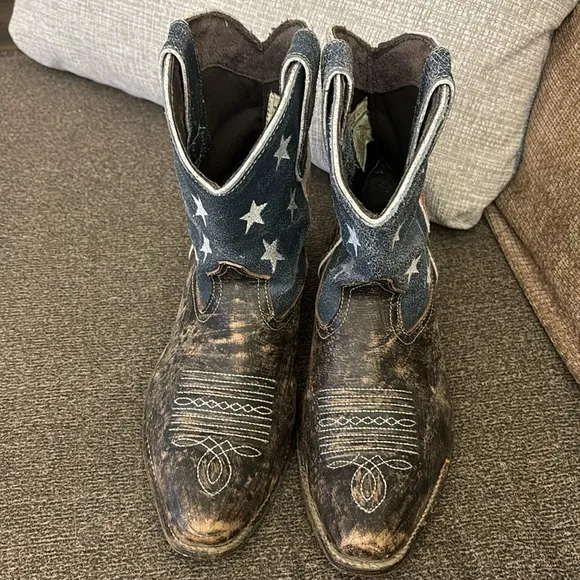 ROPER WOMEN'S AMERICAN BEAUTY FLAG ANKLE BOOTS Size 8.5