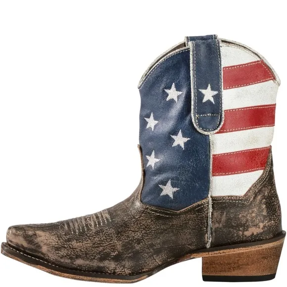 ROPER WOMEN'S AMERICAN BEAUTY FLAG ANKLE BOOTS Size 8.5