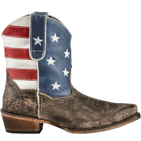 ROPER WOMEN'S AMERICAN BEAUTY FLAG ANKLE BOOTS Size 8.5
