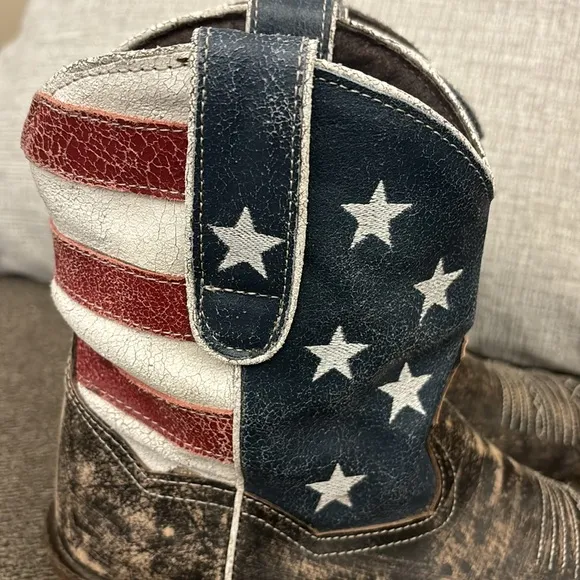 ROPER WOMEN'S AMERICAN BEAUTY FLAG ANKLE BOOTS Size 8.5