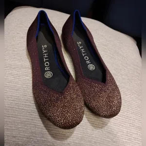 Rothys Flats Eggplant Metallic Purple Vegan Shoes Womens Sz 6.5