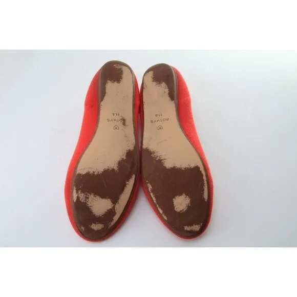 Rothy's Round Toe Ballet Flats Loafers Women's Red Slip On Rothys 11.5 NO INSOLE
