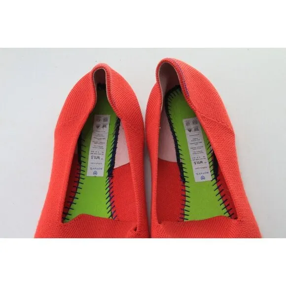 Rothy's Round Toe Ballet Flats Loafers Women's Red Slip On Rothys 11.5 NO INSOLE