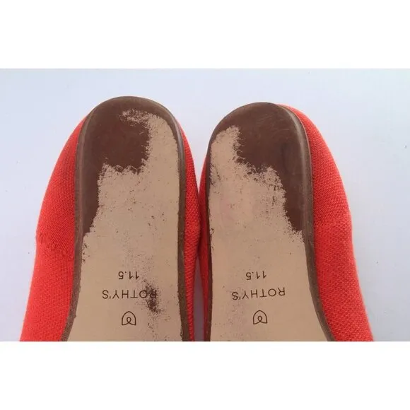 Rothy's Round Toe Ballet Flats Loafers Women's Red Slip On Rothys 11.5 NO INSOLE