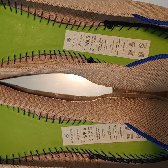 Rothy's The Point Flats In Ecru Color In turtoise shell sole Size 8.5