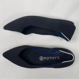 ROTHY'S The Point Toe Flats Shoes Black WHITE HALO Size 9.5 First Generation