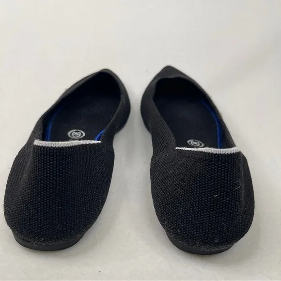 ROTHY'S The Point Toe Flats Shoes Black WHITE HALO Size 9.5 First Generation