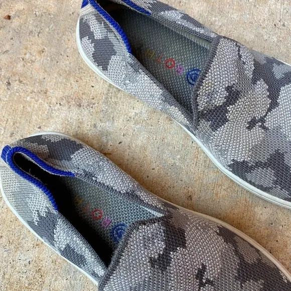 Rothy's Youth 2 Gray Camo Camouflage Slip On Casual Sneakers